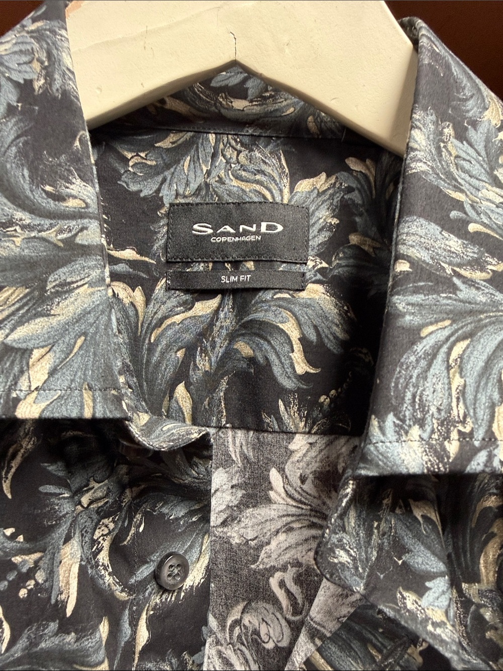SAND , Slim Fit Floral Print Men's Shirt - Black & Gray